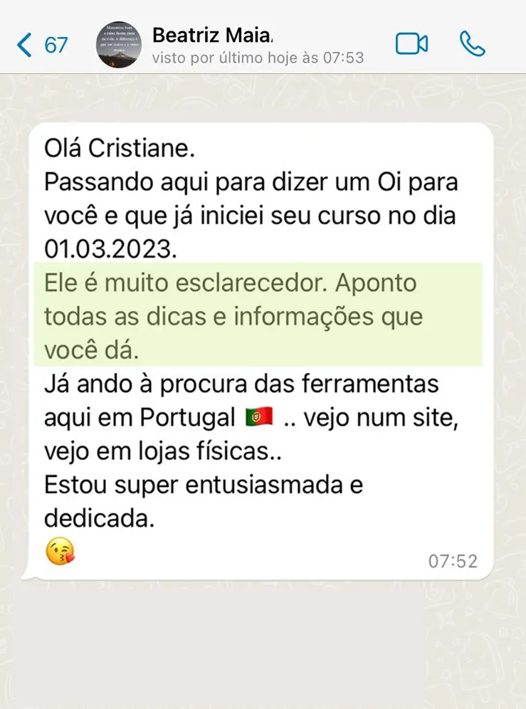 Depoimento de aluna Podocure